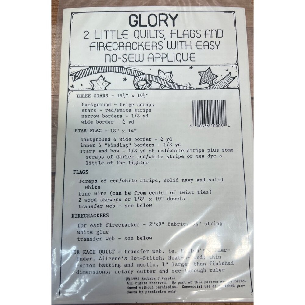 Glory Quilt Pattern Pack - "Three Stars" & "State Flag" No-Sew Applique Design B - Picture 3 of 3
